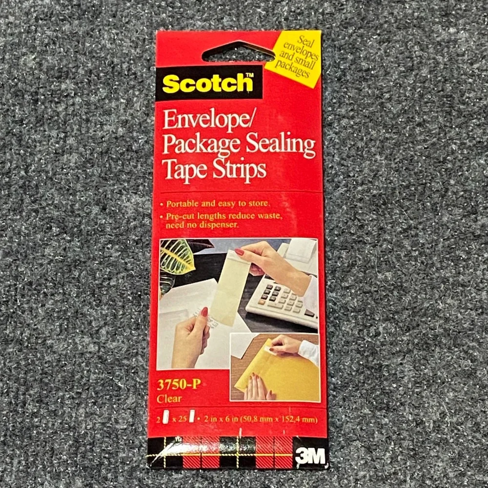 VTG Scotch 3750-P Envelope Package Sealing Tape Strips 2x6 Clear 3 Packs 146 TTL